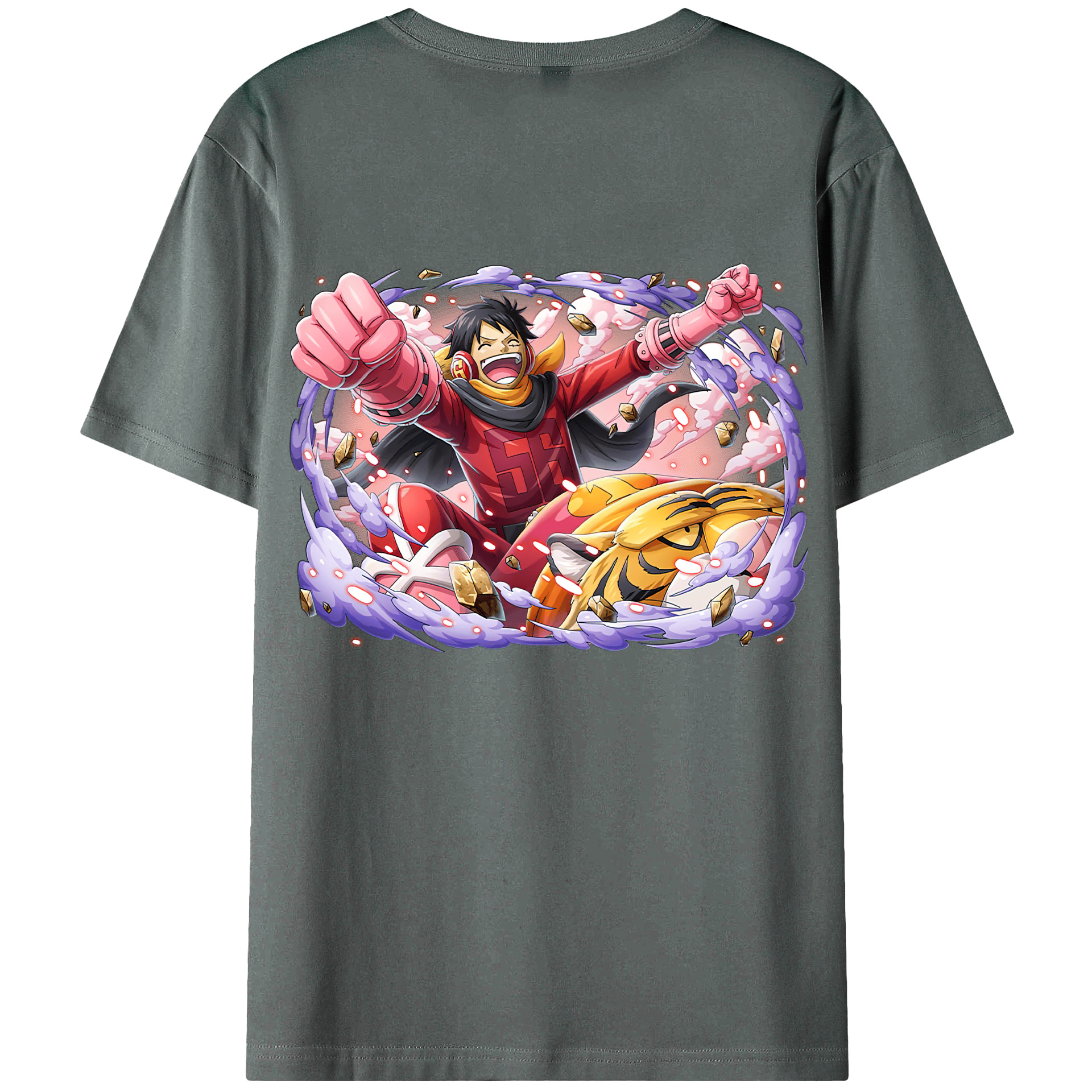 ワンピース モンキー・D・ルフィ ONE PIECE Monkey D. Luffy 綿100％ メンズ半袖Tシャツ（バックプリント） 通気性